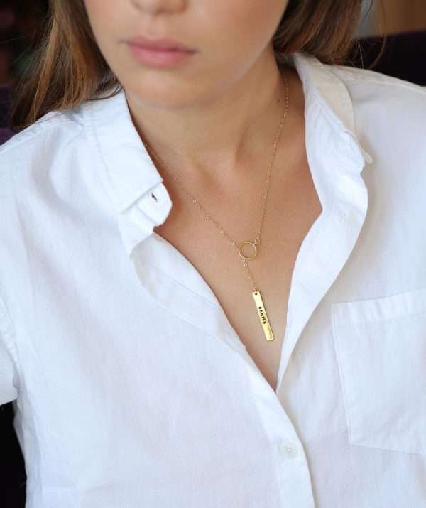 Y necklace / yellow gold plating