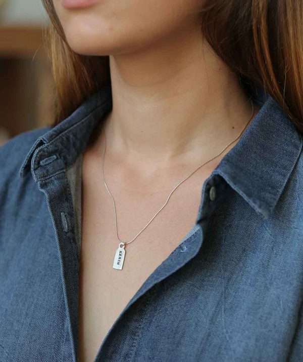 label necklace / sterling silver