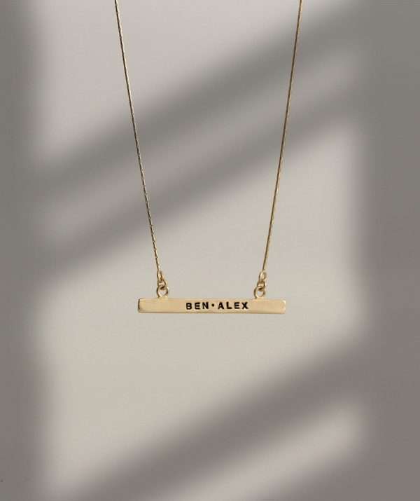 bar necklace  / yellow gold plating