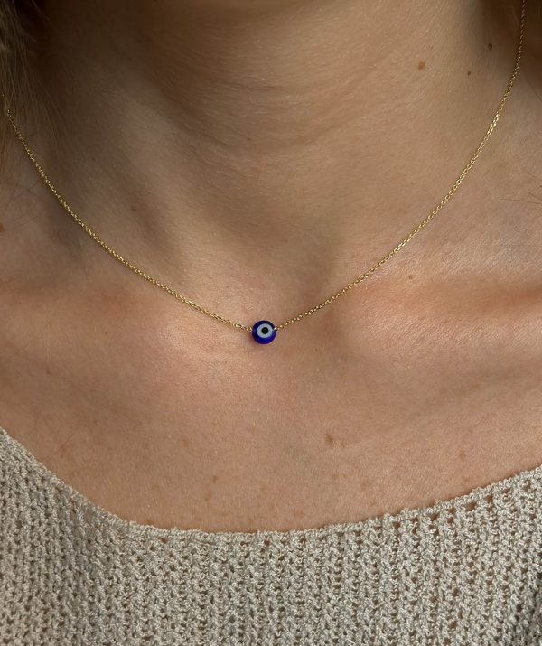14k gold evil eye necklace