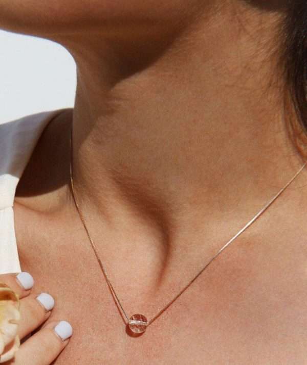 drop of rain quartz necklace / 14K yellow gold