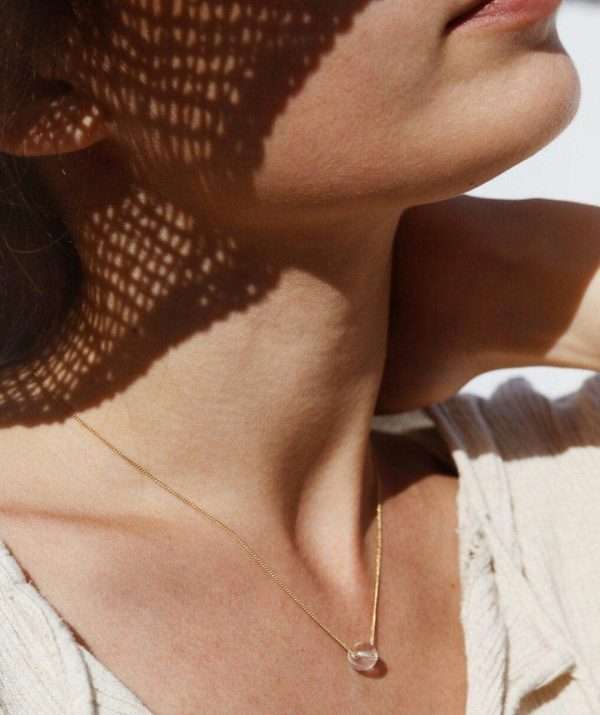 drop of rain quartz necklace / gold