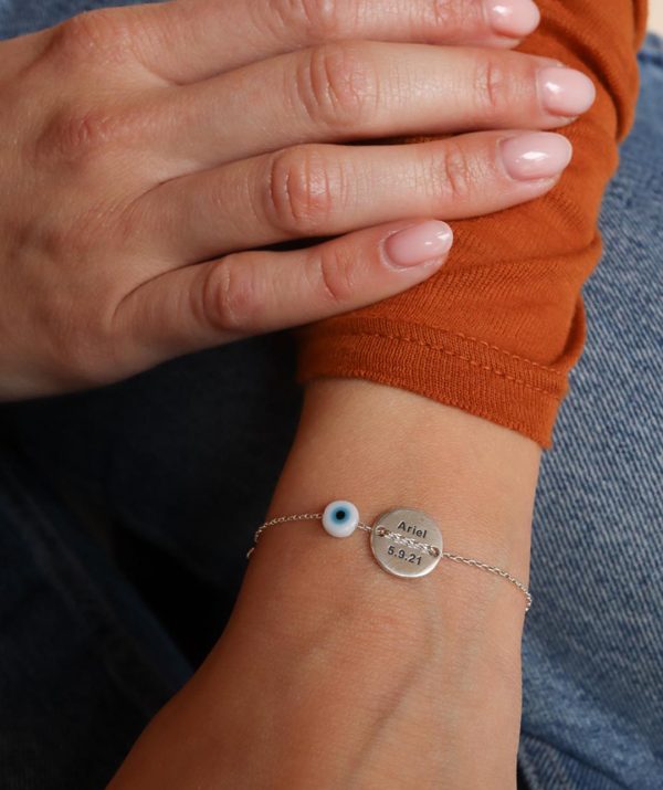 button bracelet white eye / sterling silver
