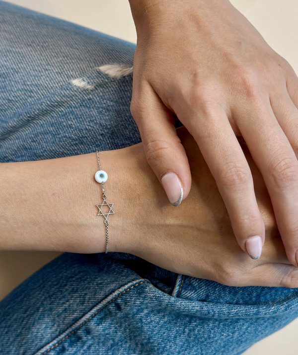 magen protect me white eye bracelet / 14K Gold