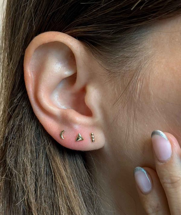 pyramid stud earrings  / 14K Gold