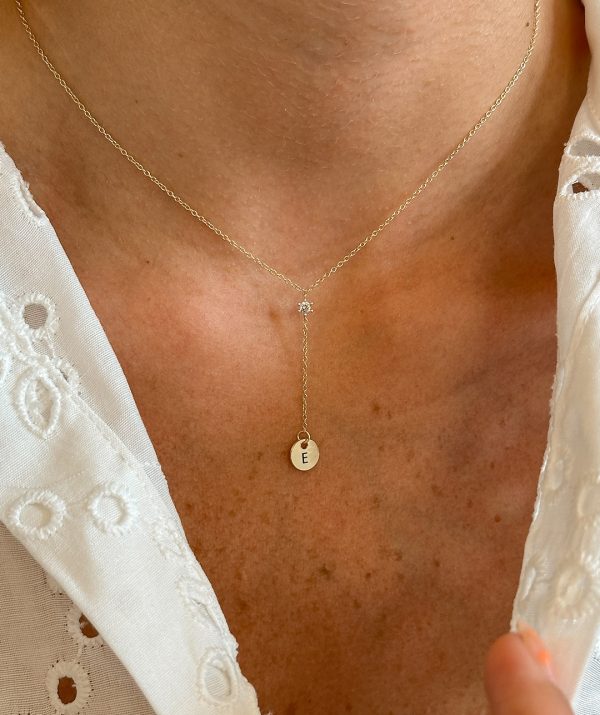 diamond coin necklace / 14k Gold